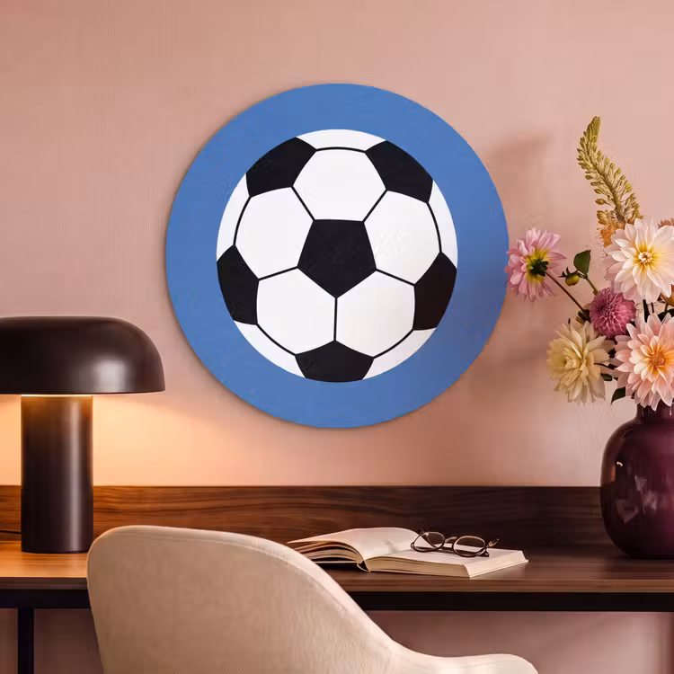 Akustikbild - Rund - Fußball – Schwarz-Weiß – Sport – Illustration – Blau — 6
