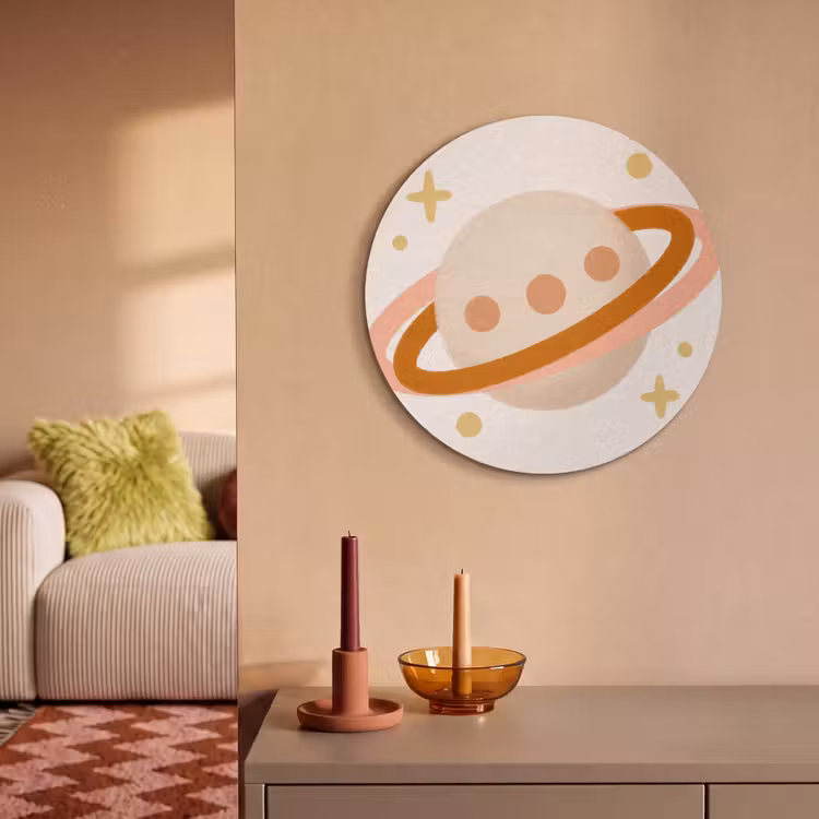 Akustikbild - Rund - Planet – Ringe – Weltraum – Illustration – Beige — 2