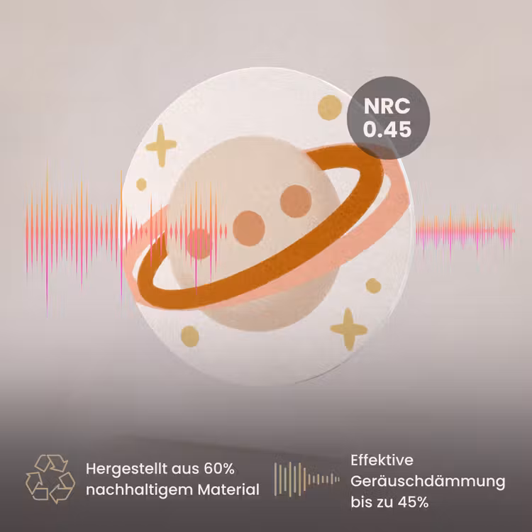 Akustikbild - Rund - Planet – Ringe – Weltraum – Illustration – Beige — 3
