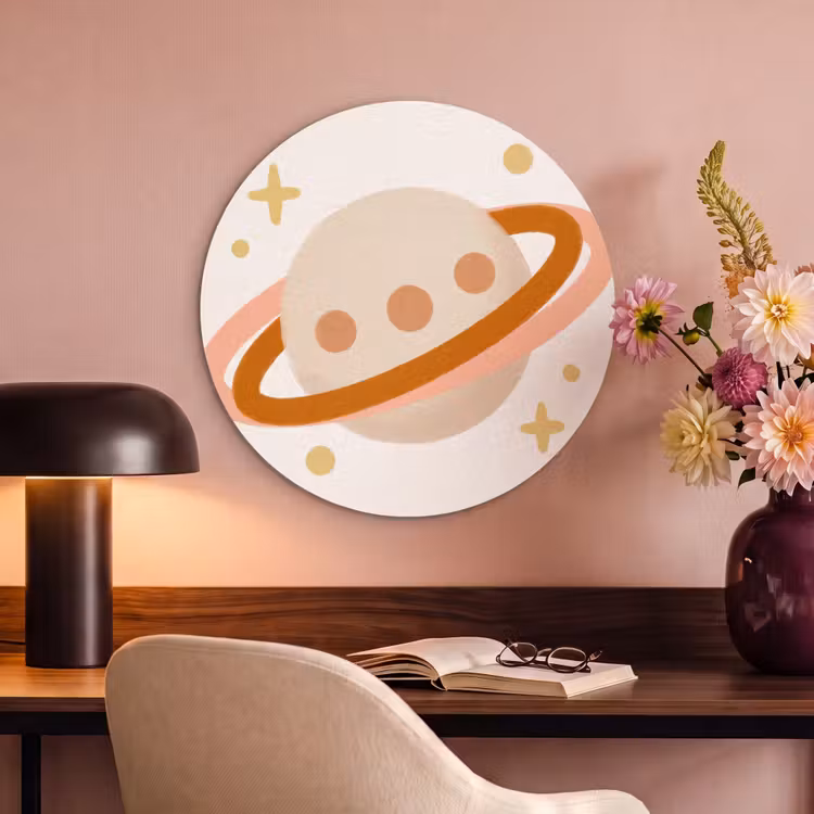 Akustikbild - Rund - Planet – Ringe – Weltraum – Illustration – Beige — 6