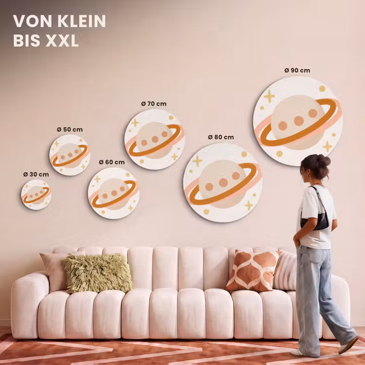 Akustikbild - Rund - Planet – Ringe – Weltraum – Illustration – Beige — 7