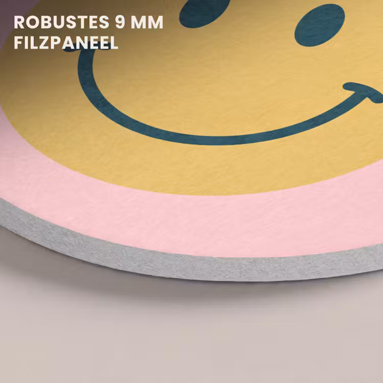 Akustikbild - Rund - Smiley – Gelb – Rosa – Symbol – Minimalistisch — 5