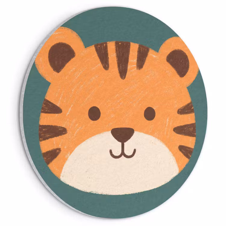 Akustikbild - Rund - Tiere – Kopf – Orange – Illustration – Modern — 1
