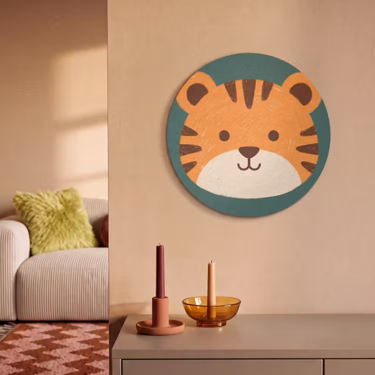 Akustikbild - Rund - Tiere – Kopf – Orange – Illustration – Modern — 2