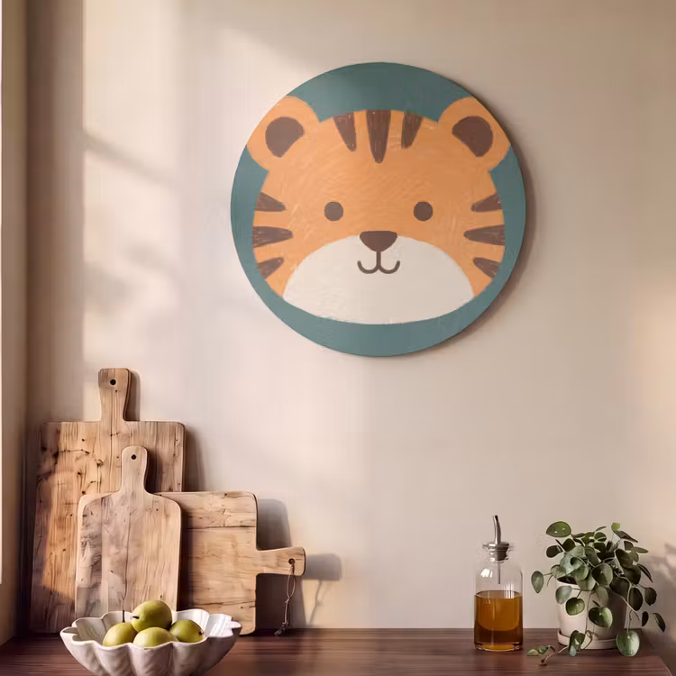Akustikbild - Rund - Tiere – Kopf – Orange – Illustration – Modern — 4