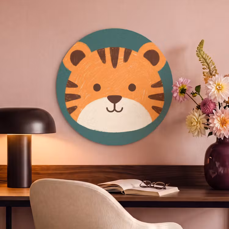 Akustikbild - Rund - Tiere – Kopf – Orange – Illustration – Modern — 6