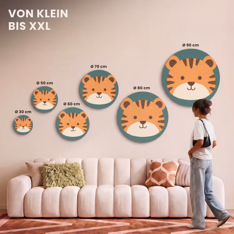 Akustikbild - Rund - Tiere – Kopf – Orange – Illustration – Modern — 7