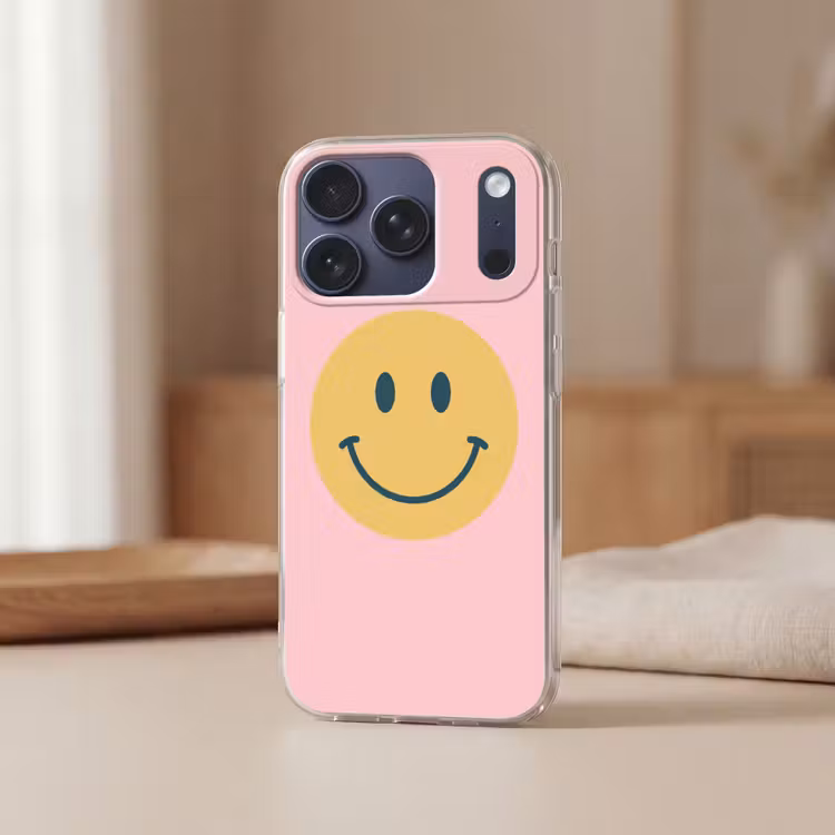 Handyhülle - Smiley – Gelb – Rosa – Symbol – Minimalistisch — 3