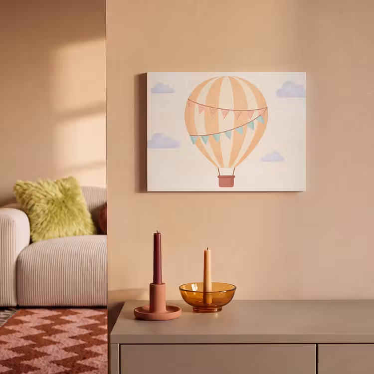 Akustikbild - Heißluftballon – Wolken – Illustration – Sanft – Kinderzimmer — 2