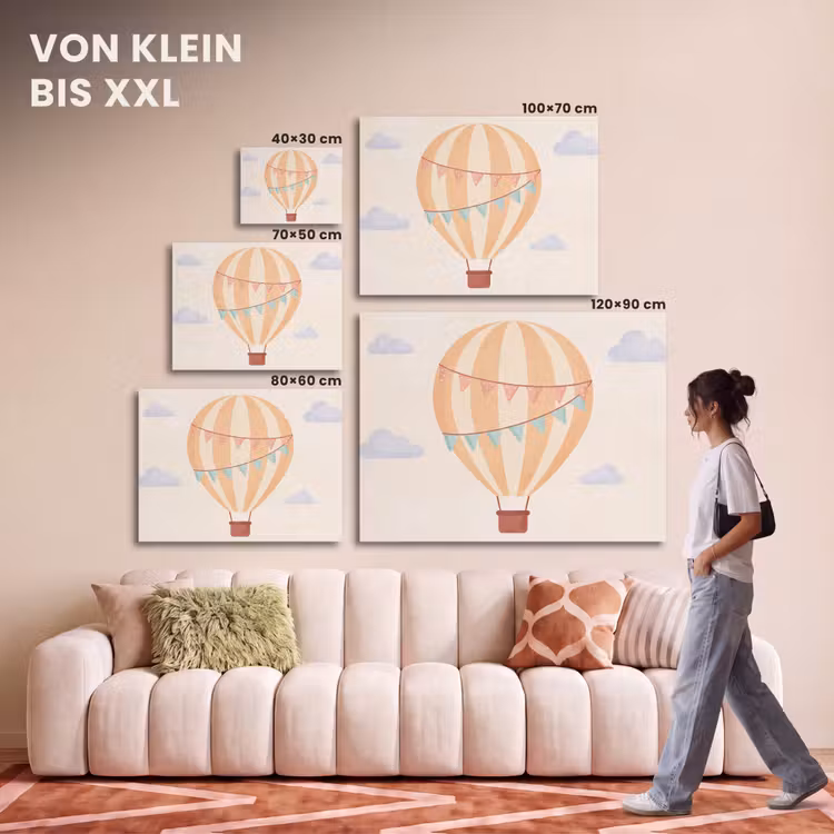 Akustikbild - Heißluftballon – Wolken – Illustration – Sanft – Kinderzimmer — 7