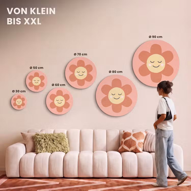 Akustikbild - Rund - Blumen – Zeichentrickfilm – Kind – Rosa — 7