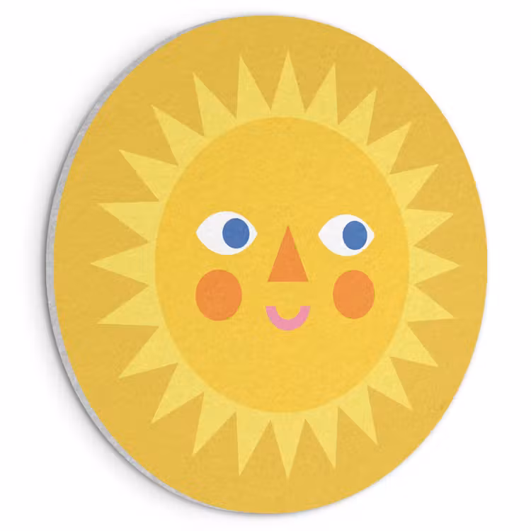 Akustikbild - Rund - Sonne – Gesicht – Sommer – Illustration – Gelb — 1