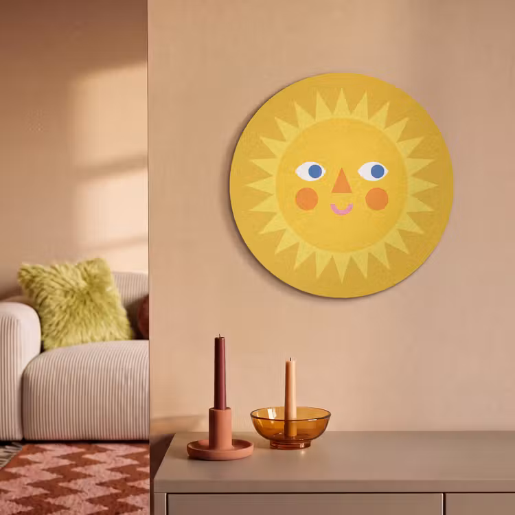 Akustikbild - Rund - Sonne – Gesicht – Sommer – Illustration – Gelb — 2
