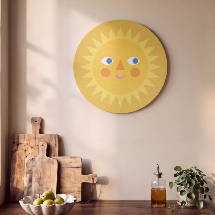 Akustikbild - Rund - Sonne – Gesicht – Sommer – Illustration – Gelb — 4