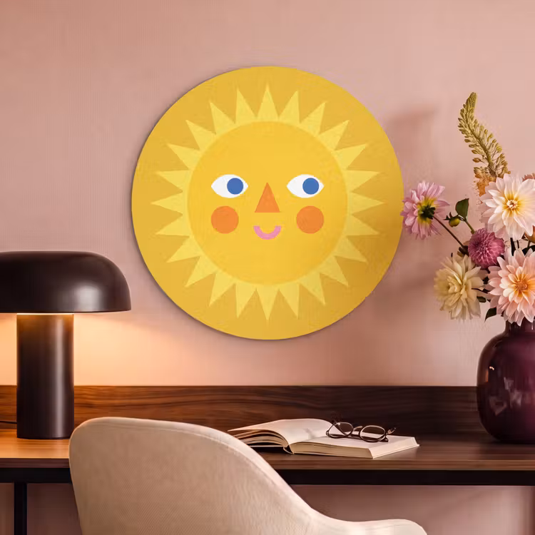 Akustikbild - Rund - Sonne – Gesicht – Sommer – Illustration – Gelb — 6