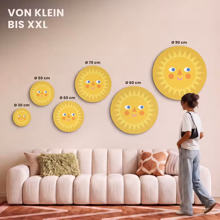 Akustikbild - Rund - Sonne – Gesicht – Sommer – Illustration – Gelb — 7
