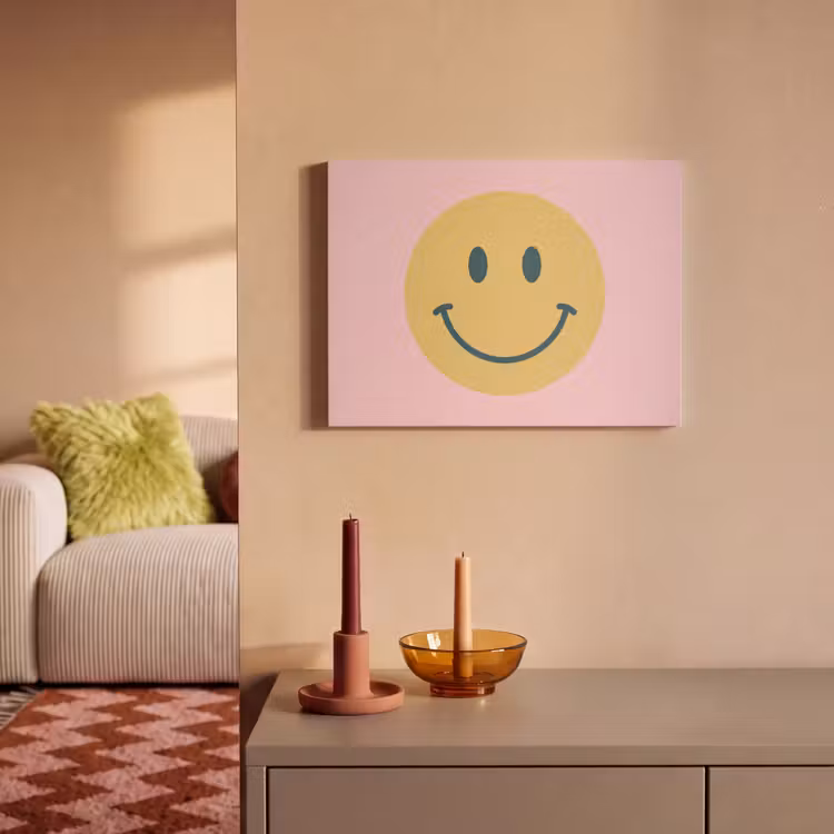 Akustikbild - Smiley – Gelb – Rosa – Symbol – Minimalistisch — 2