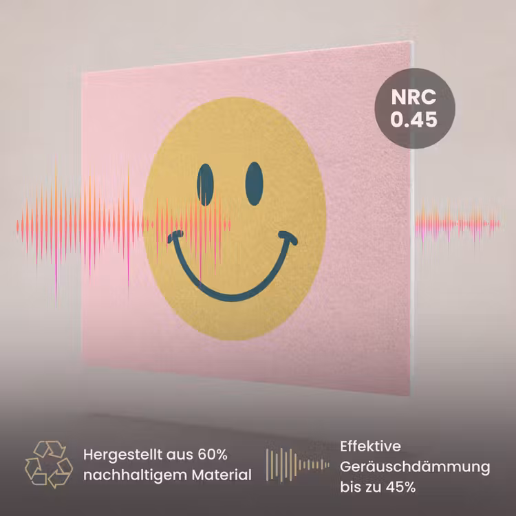 Akustikbild - Smiley – Gelb – Rosa – Symbol – Minimalistisch — 3
