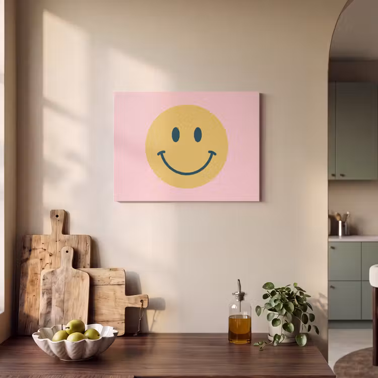 Akustikbild - Smiley – Gelb – Rosa – Symbol – Minimalistisch — 4