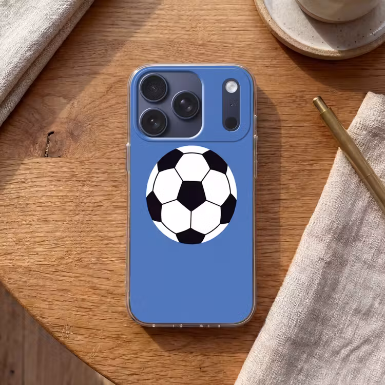 Handyhülle - Fußball – Schwarz-Weiß – Sport – Illustration – Blau — 2