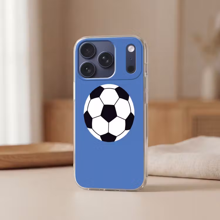 Handyhülle - Fußball – Schwarz-Weiß – Sport – Illustration – Blau — 3