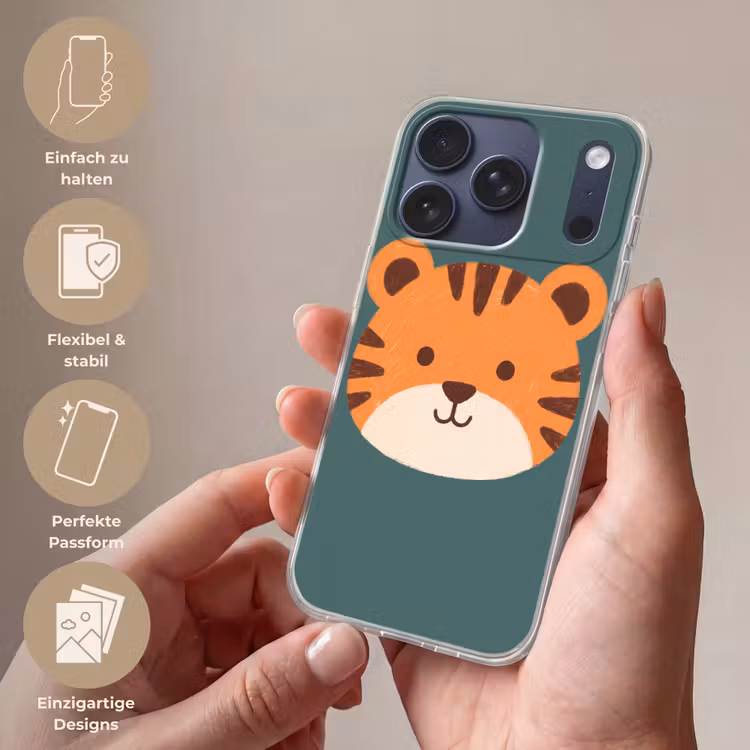 Handyhülle - Tiere – Kopf – Orange – Illustration – Modern — 4