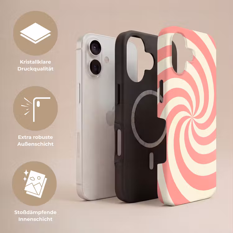 Handyhülle Toughcase - Spirale – Muster – Abstrakt – Rosa – Beige — 3