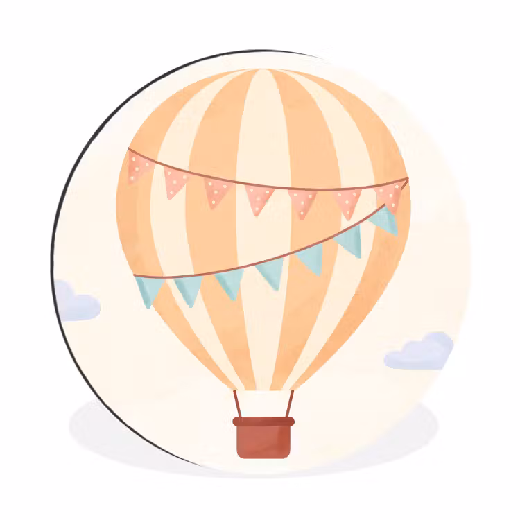 Heißluftballon – Wolken – Illustration – Sanft – Kinderzimmer — 1
