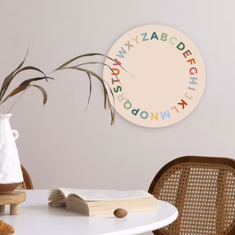 Glasbild Rund - Alphabet – Kreis – Bildung – Spielerisch – Farbenfroh — 4