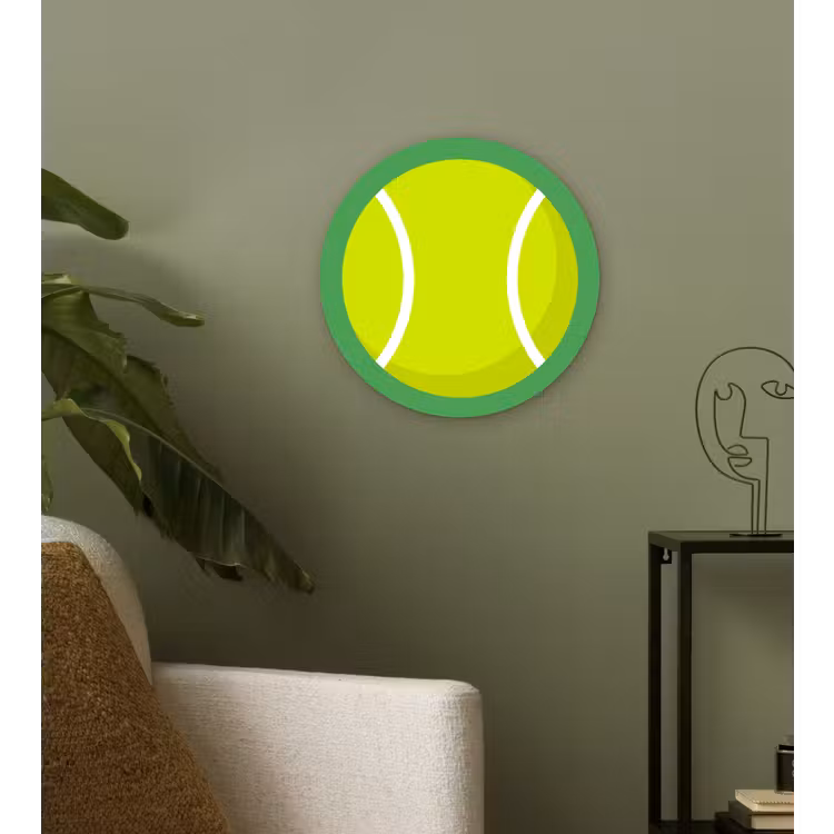 Glasbild Rund - Ball – Gelb – Sport – Grün – Illustration — 3