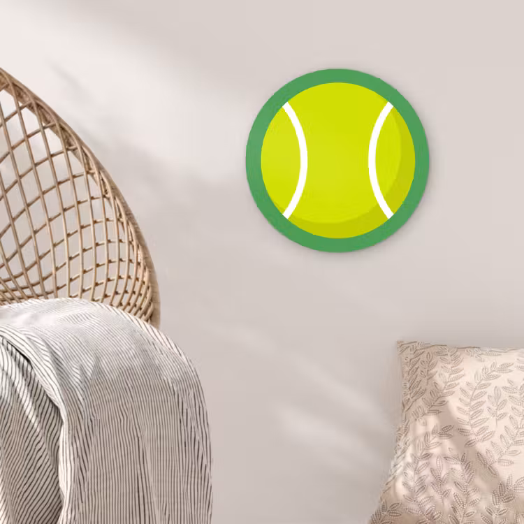 Glasbild Rund - Ball – Gelb – Sport – Grün – Illustration — 5