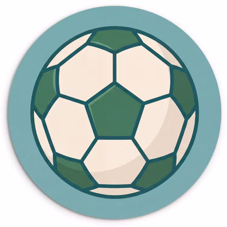 Glasbild Rund - Fußball – Geometrisch – Sport – Illustration – Blaugrün — 1