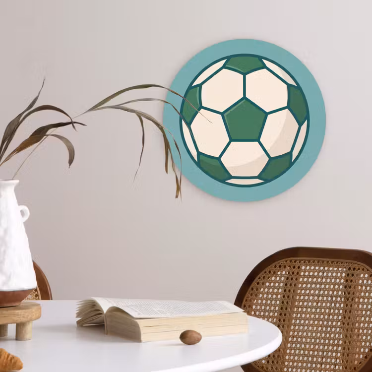Glasbild Rund - Fußball – Geometrisch – Sport – Illustration – Blaugrün — 4