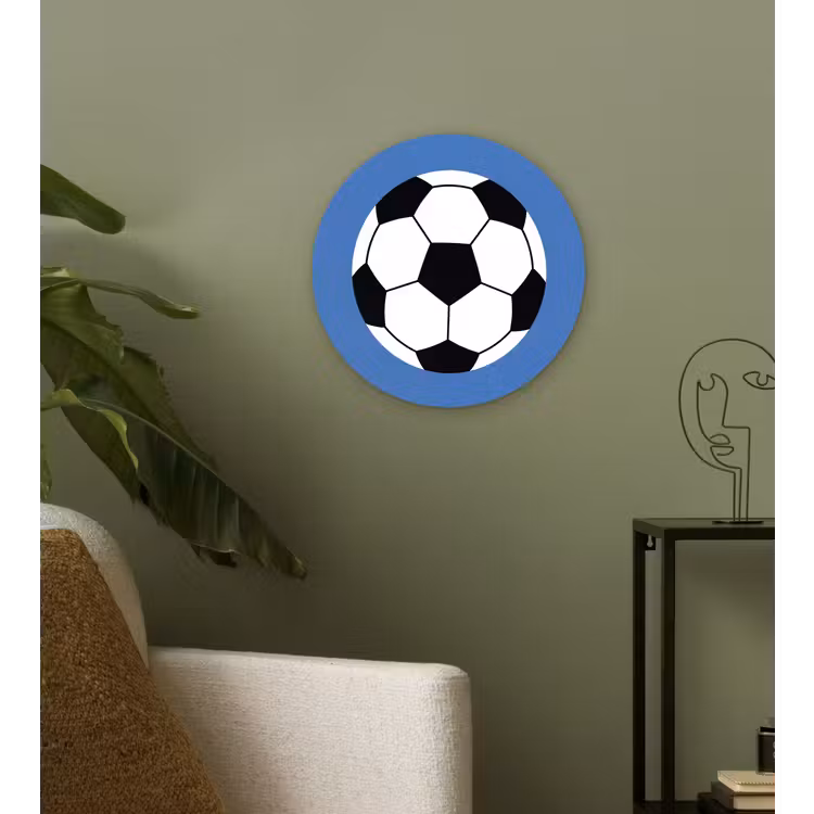 Glasbild Rund - Fußball – Schwarz-Weiß – Sport – Illustration – Blau — 3