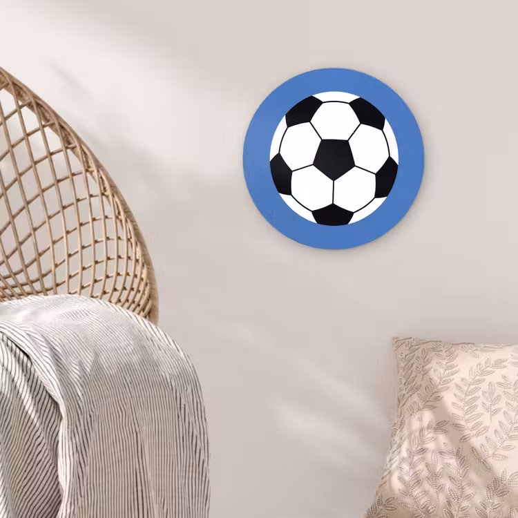 Glasbild Rund - Fußball – Schwarz-Weiß – Sport – Illustration – Blau — 5