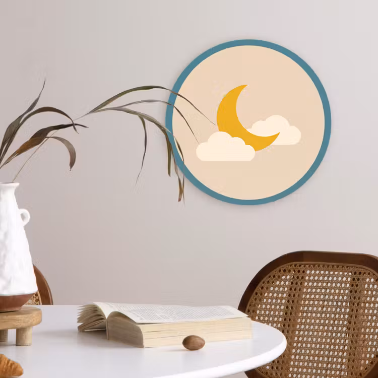 Glasbild Rund - Mond – Wolken – Natur – Abstrakt – Gelb — 4