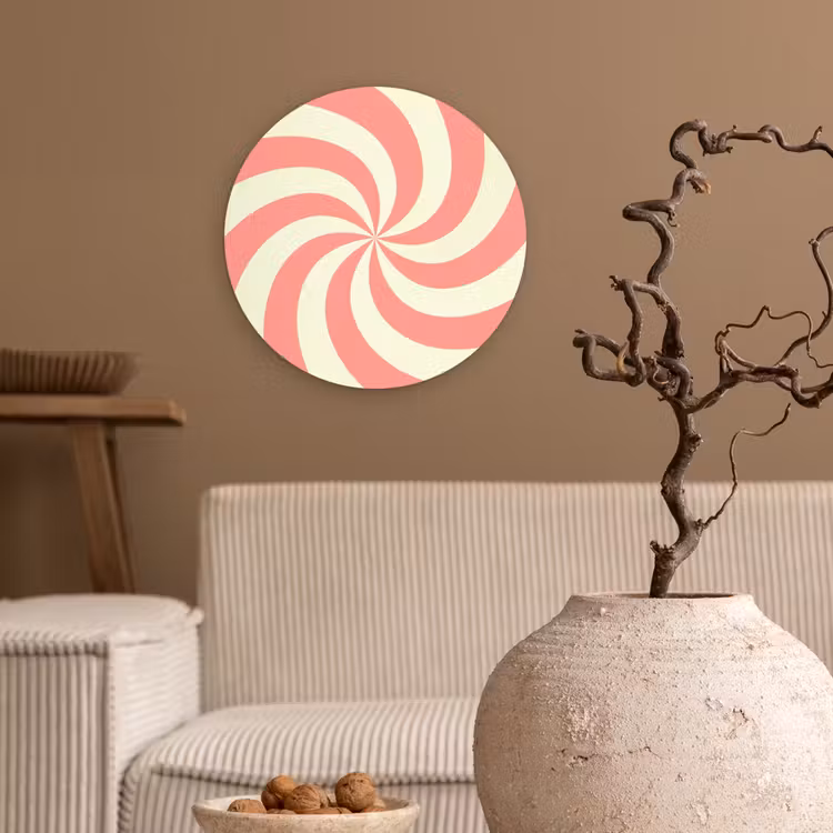 Glasbild Rund - Spirale – Muster – Abstrakt – Rosa – Beige — 2