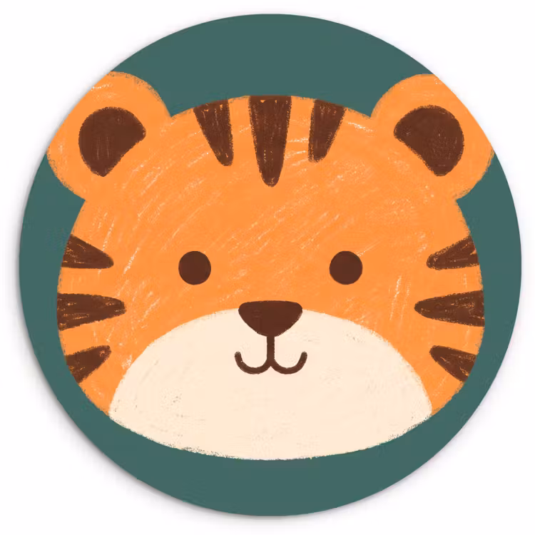 Glasbild Rund - Tiere – Kopf – Orange – Illustration – Modern — 1
