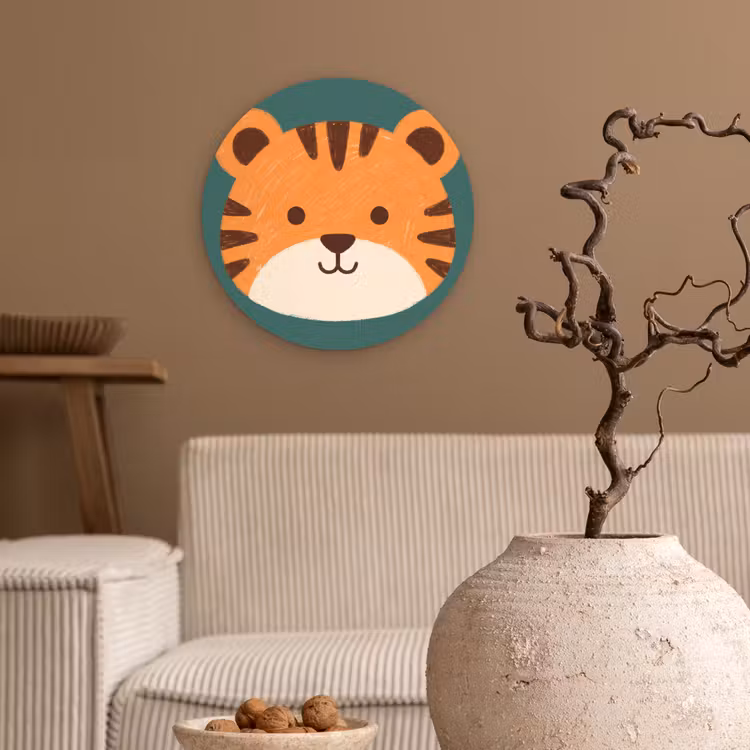 Glasbild Rund - Tiere – Kopf – Orange – Illustration – Modern — 2