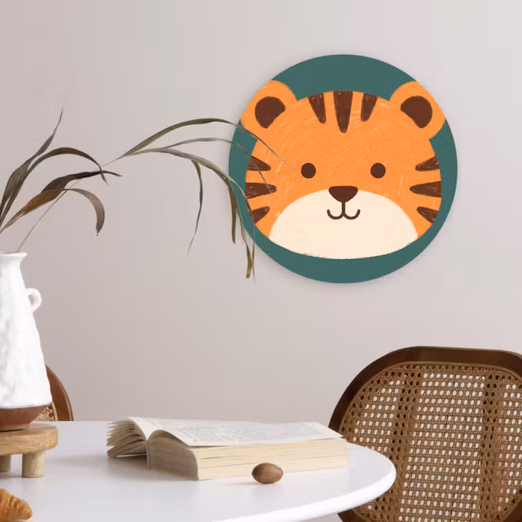 Glasbild Rund - Tiere – Kopf – Orange – Illustration – Modern — 4