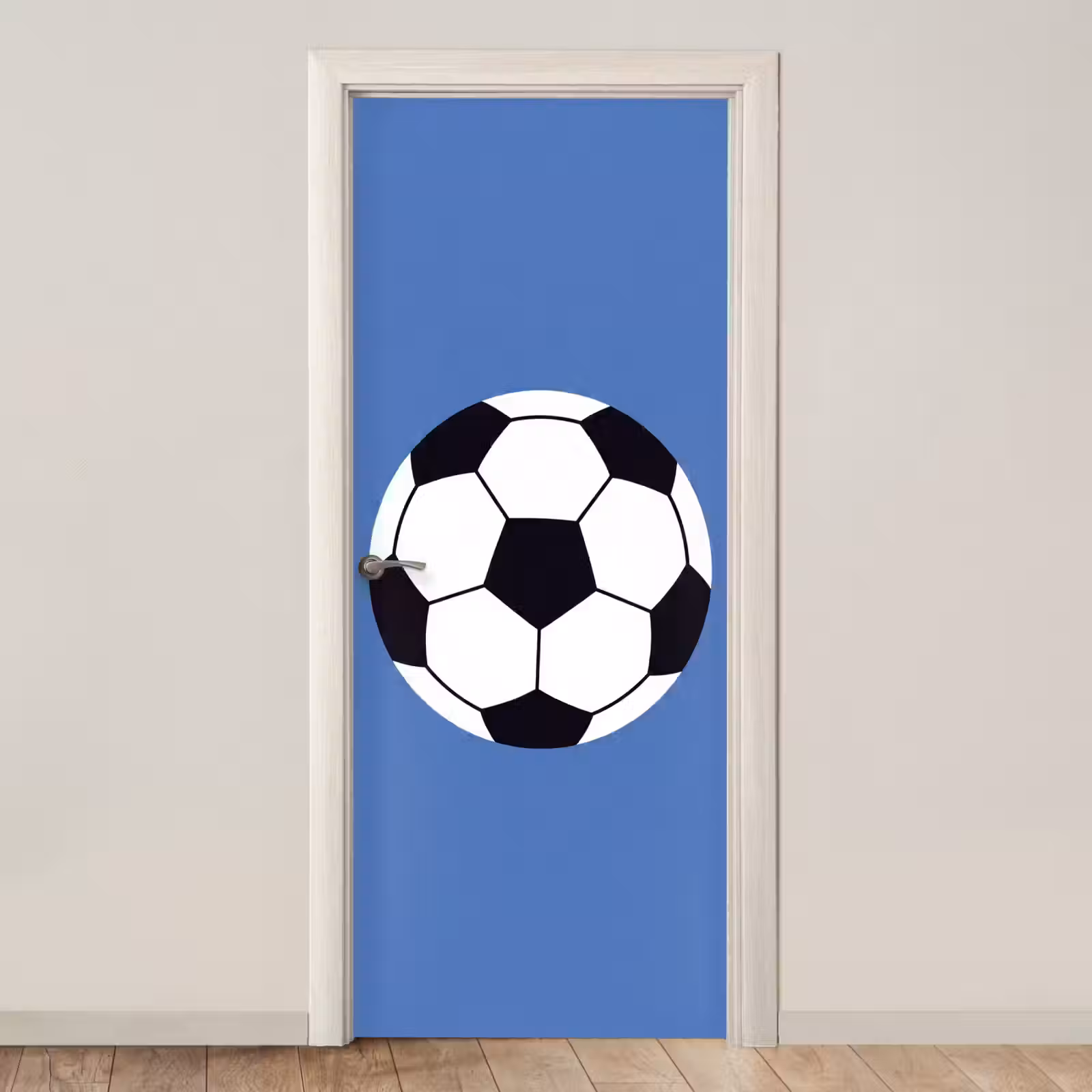 Türtapete - Fußball – Schwarz-Weiß – Sport – Illustration – Blau — 1
