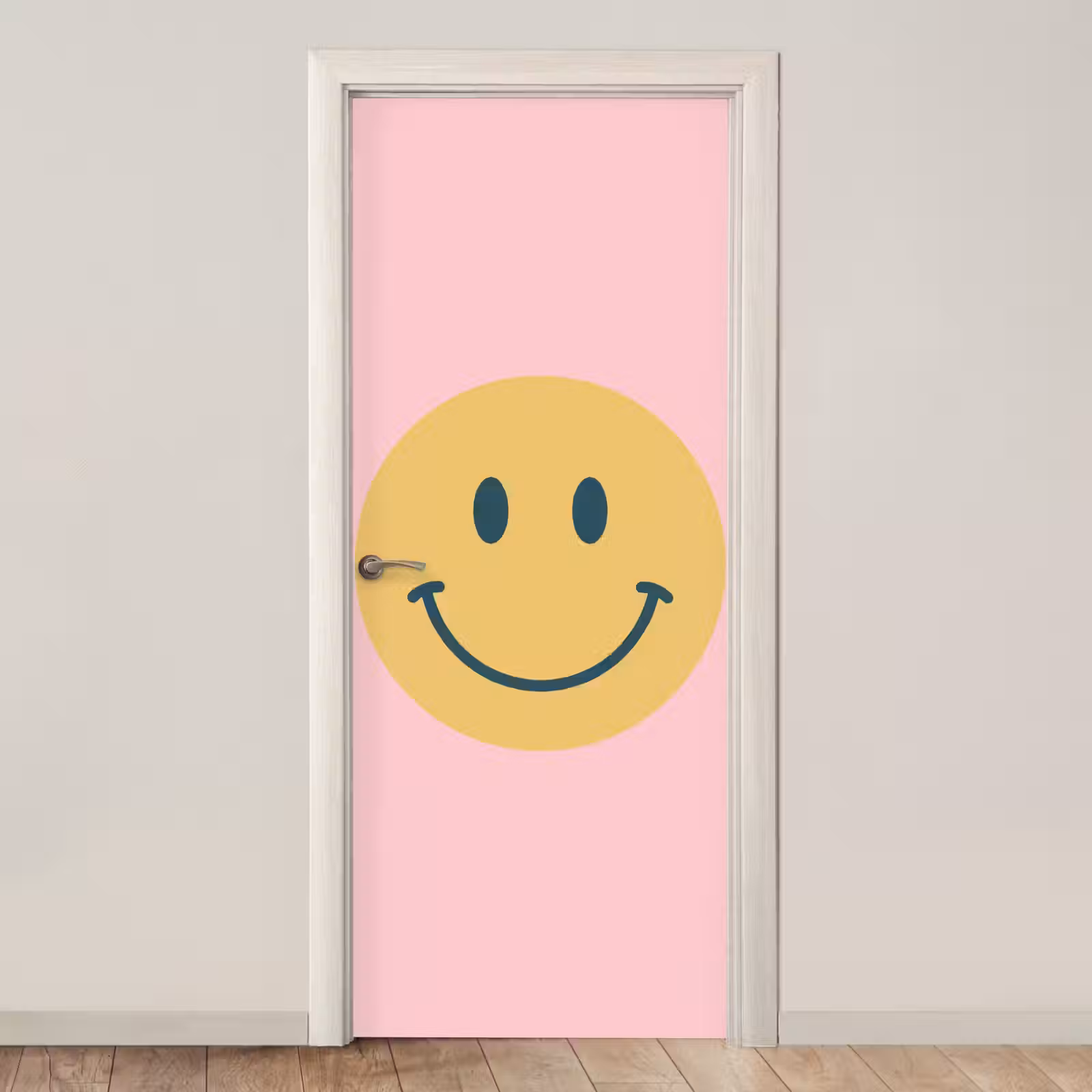 Türtapete - Smiley – Gelb – Rosa – Symbol – Minimalistisch — 1