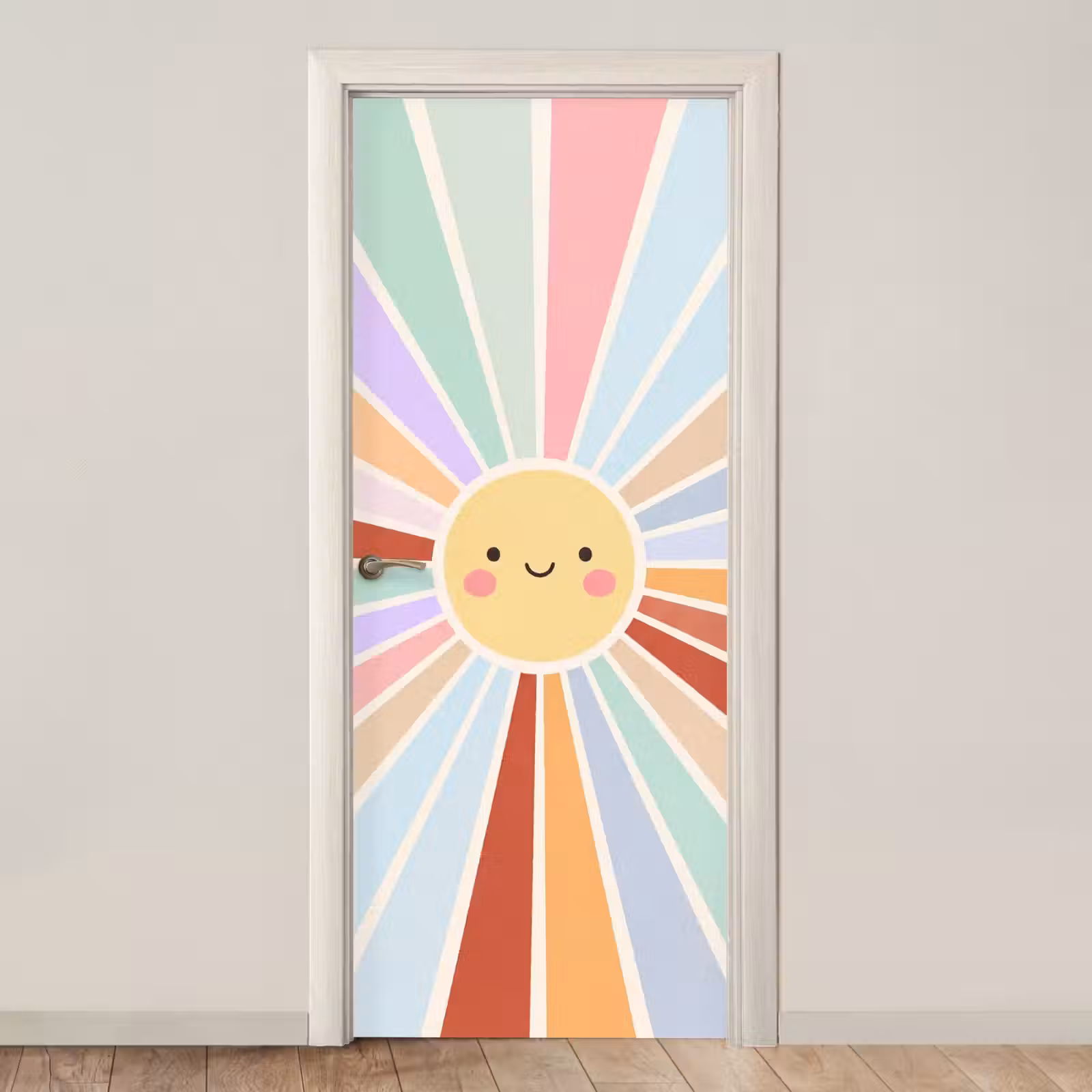 Türtapete - Sonne – Strahlen – Fröhlich – Bunt – Abstrakt — 1