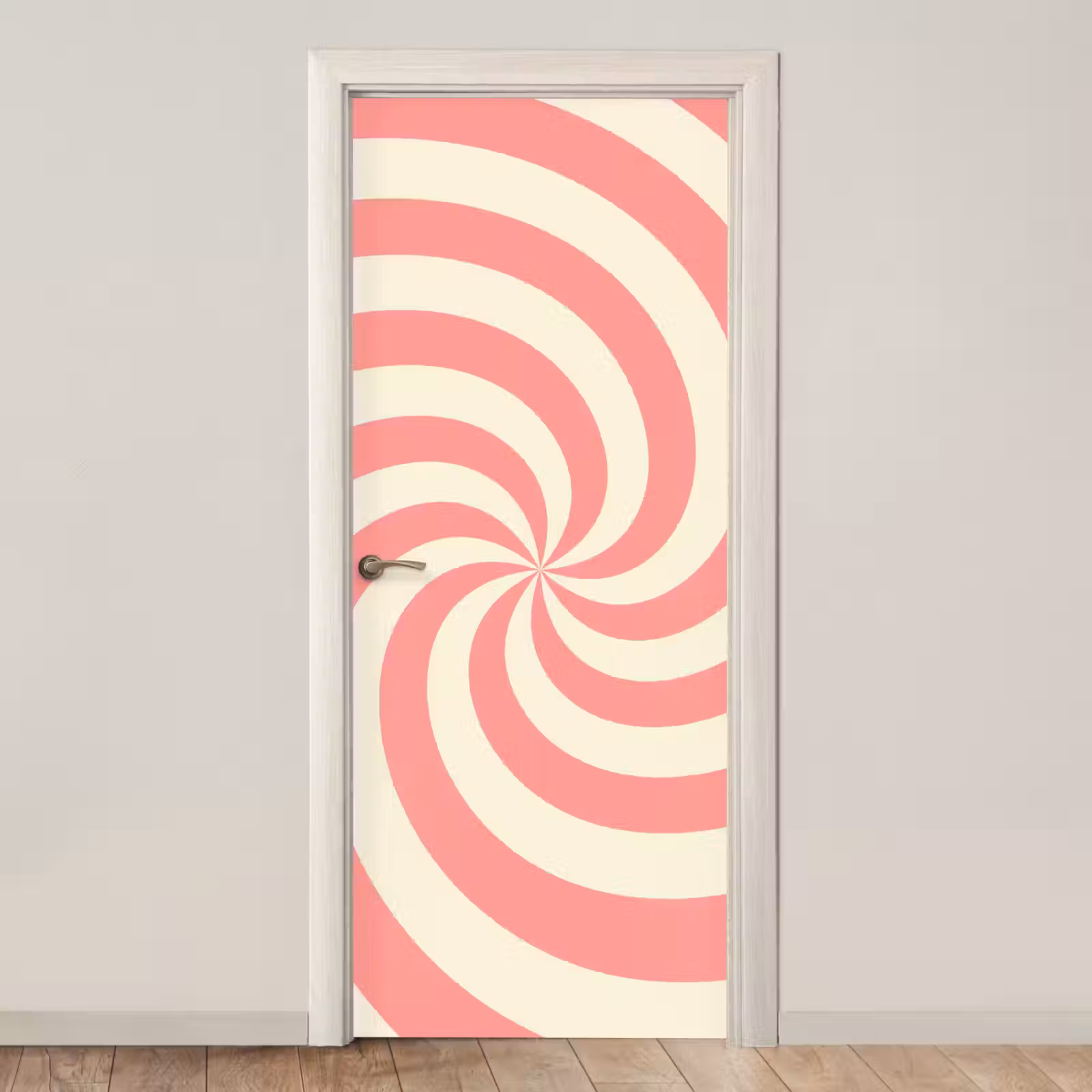 Türtapete - Spirale – Muster – Abstrakt – Rosa – Beige — 1