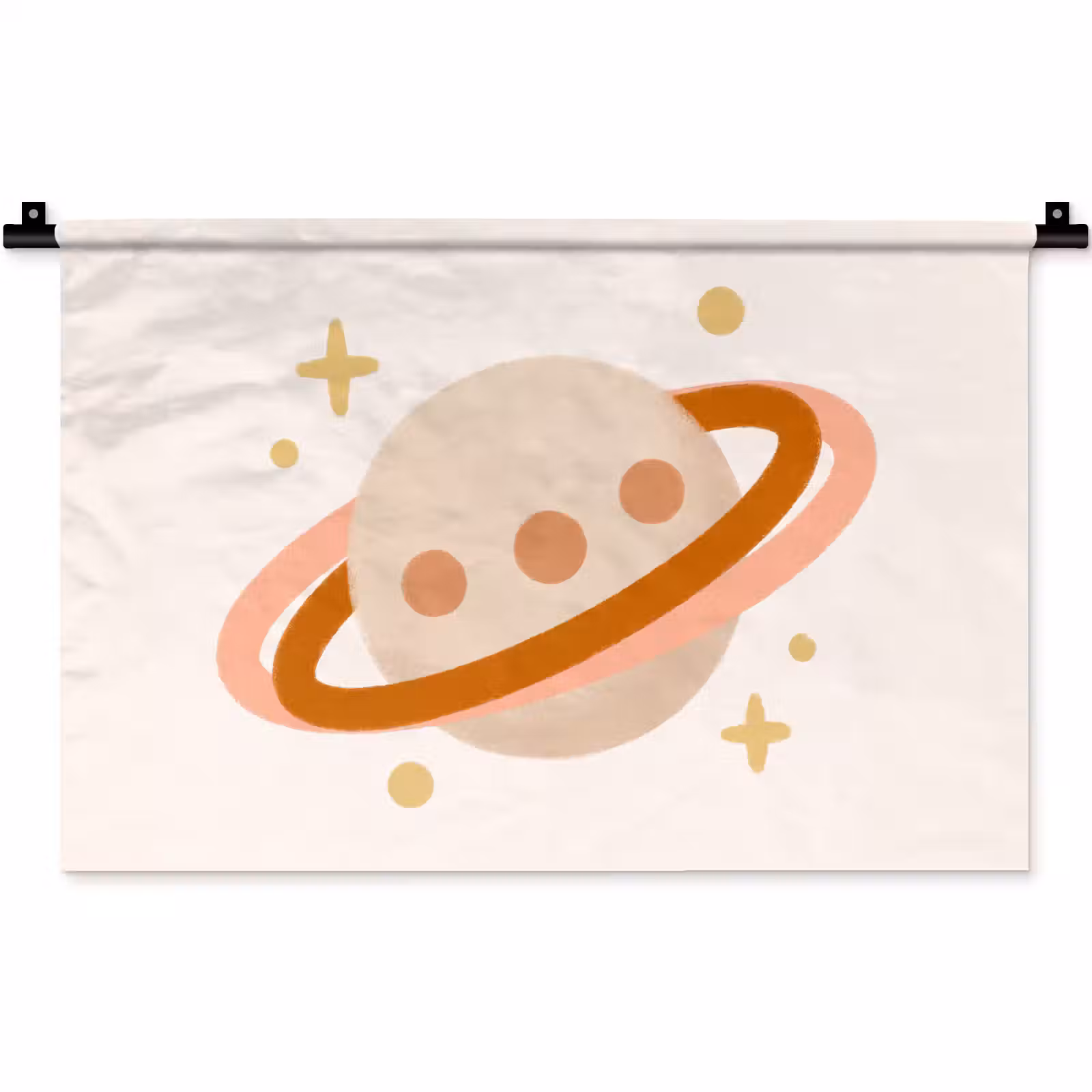 Wandteppich - Planet – Ringe – Weltraum – Illustration – Beige — 1