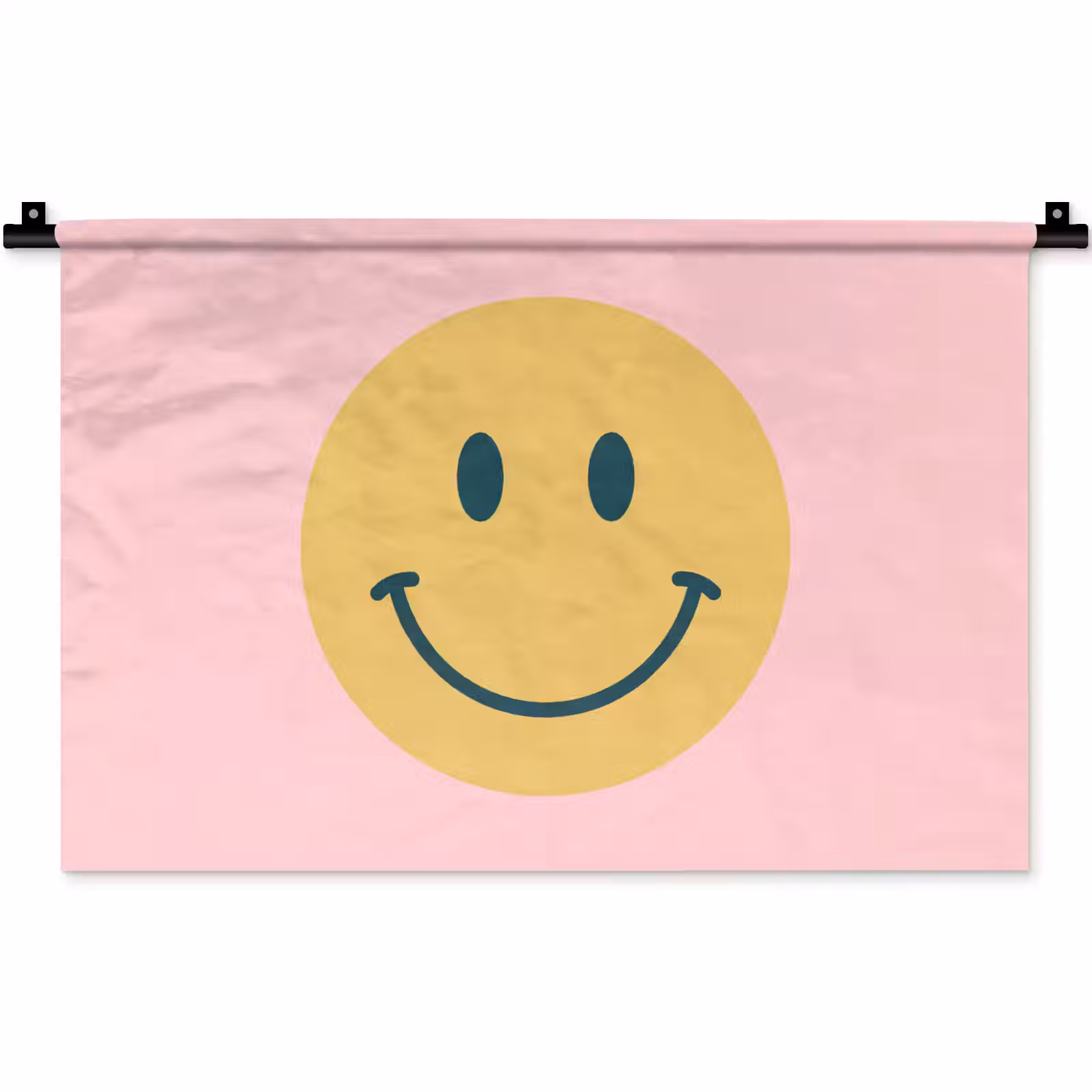 Wandteppich - Smiley – Gelb – Rosa – Symbol – Minimalistisch — 1