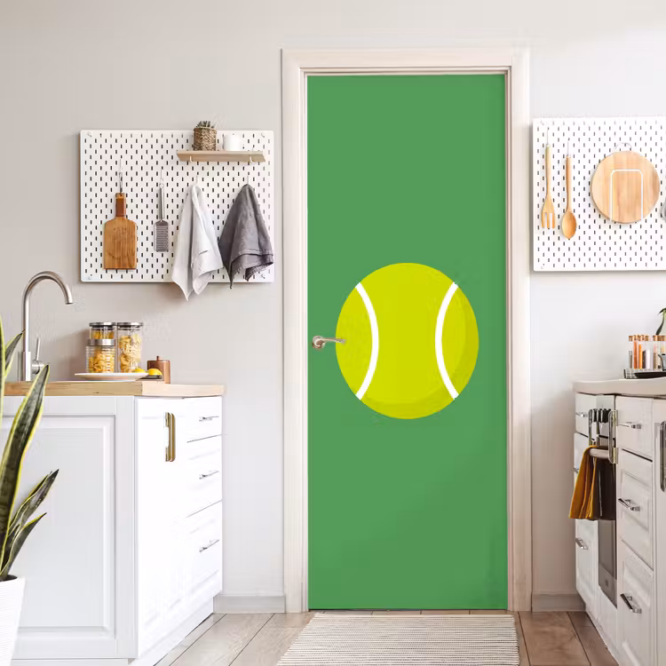 Türtapete - Ball – Gelb – Sport – Grün – Illustration — 6