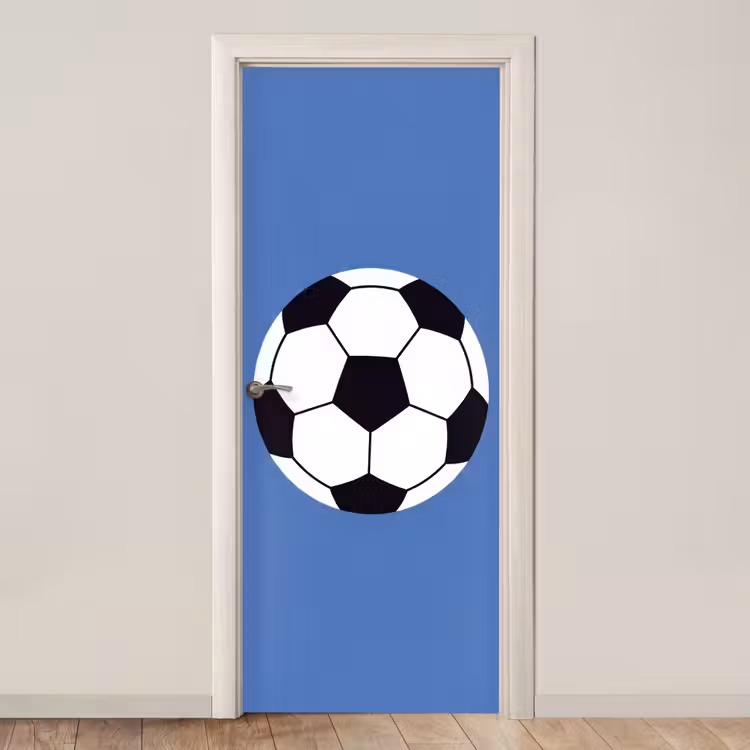 Türtapete - Fußball – Schwarz-Weiß – Sport – Illustration – Blau — 1