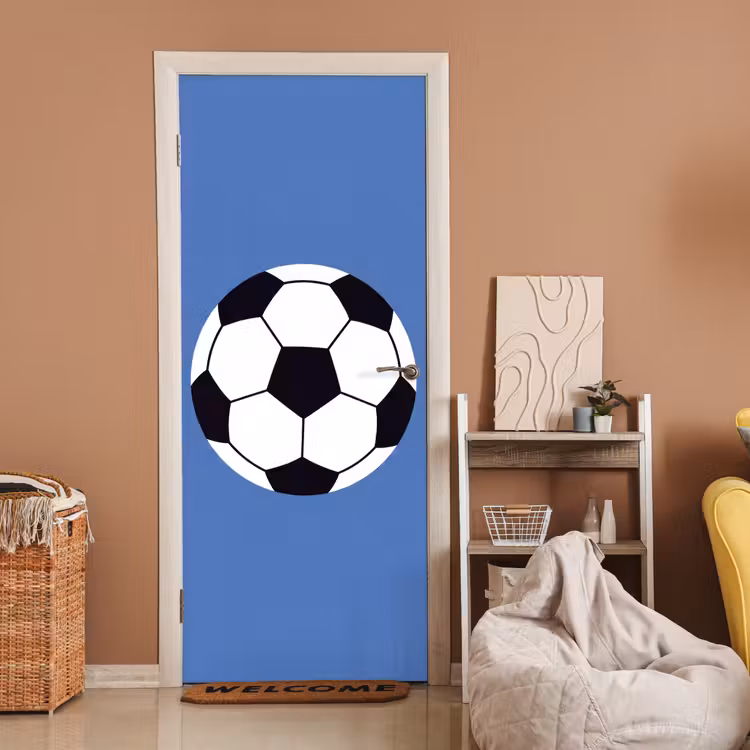 Türtapete - Fußball – Schwarz-Weiß – Sport – Illustration – Blau — 2