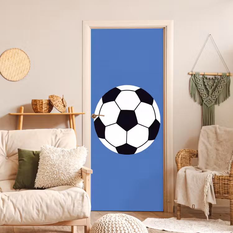 Türtapete - Fußball – Schwarz-Weiß – Sport – Illustration – Blau — 3